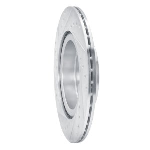 Infiniti QX50 Brake Rotor (1) - Rear Right - R1 Concepts - Drilled & Slotted - Silver - `19-`24